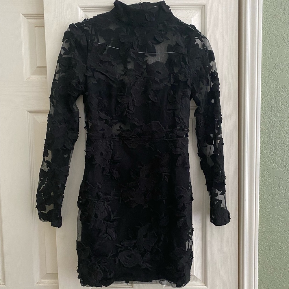 Black formal dress with embroidered details size 4
